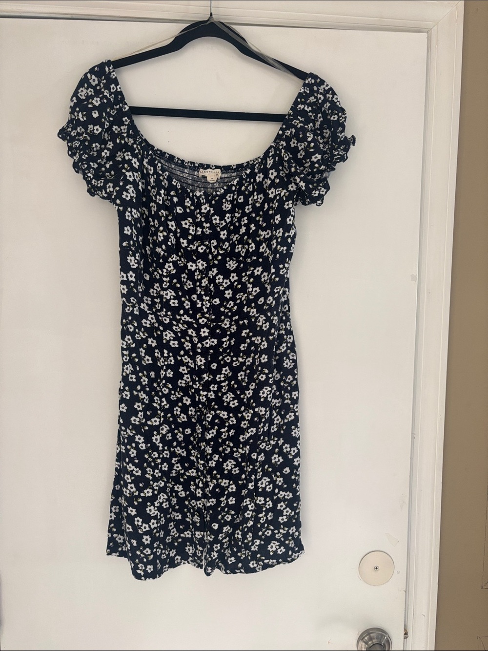 Aeropostale Navy Floral Puff-Sleeve Mini Dress